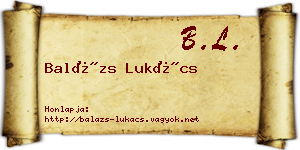 Balázs Lukács névjegykártya