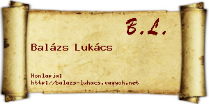 Balázs Lukács névjegykártya